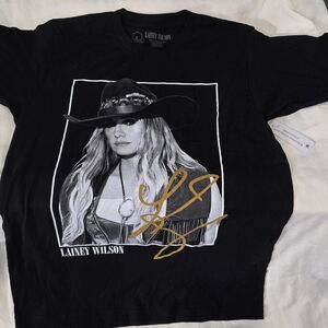 Black Graphic T-Shirt with Gold Signature